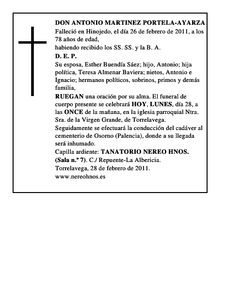 DON ANTONIO MARTINEZ PORTELA-AYARZA