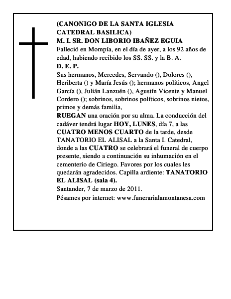 M. I. Sr. DON LIBORIO IBAÑEZ EGUIA