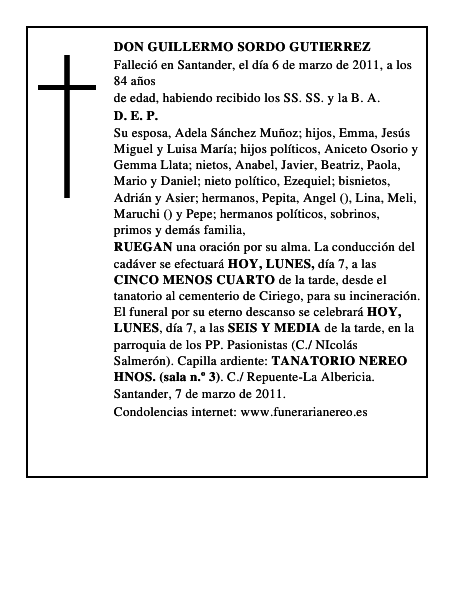DON GUILLERMO SORDO GUTIERREZ