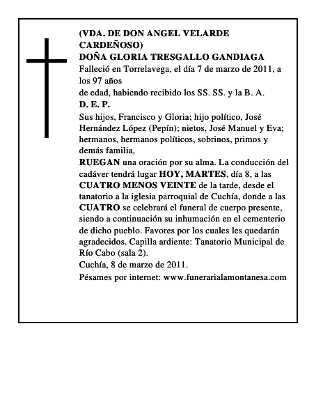 DOÑA GLORIA TRESGALLO GANDIAGA