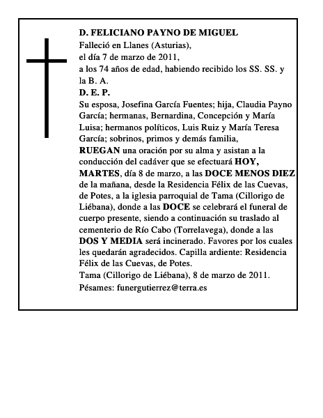 D. FELICIANO PAYNO DE MIGUEL