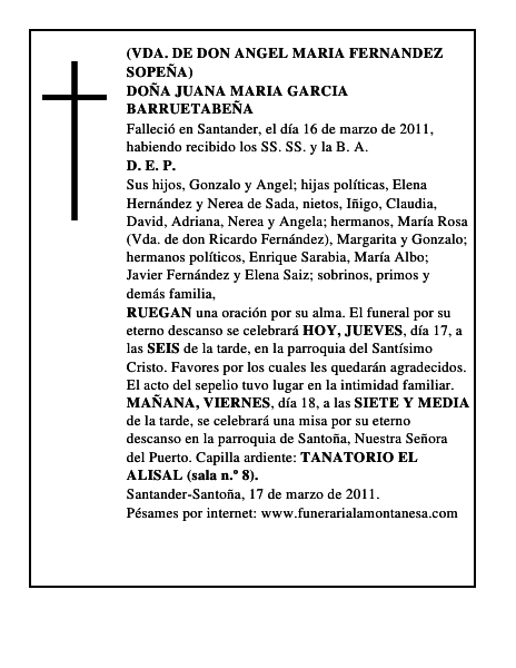 DOÑA JUANA MARIA GARCIA BARRUETABEÑA
