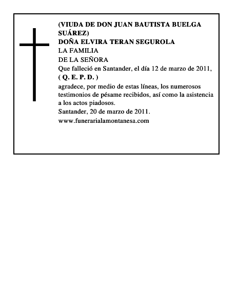 DOÑA ELVIRA TERAN SEGUROLA