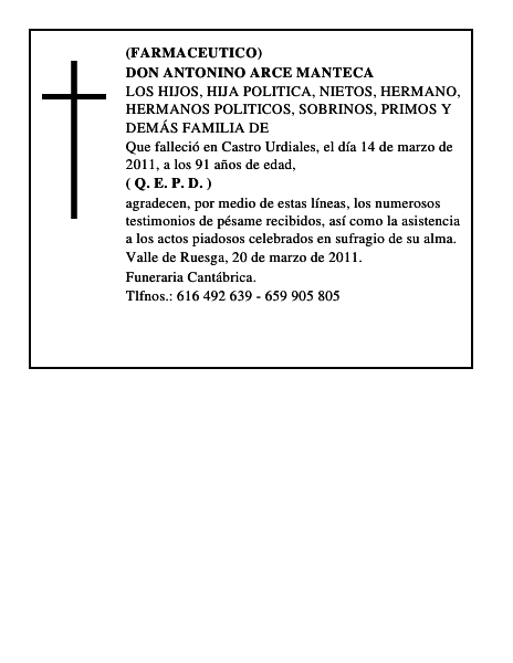DON ANTONINO ARCE MANTECA