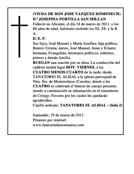 D.ª JOSEFINA PORTILLA SAN MILLAN