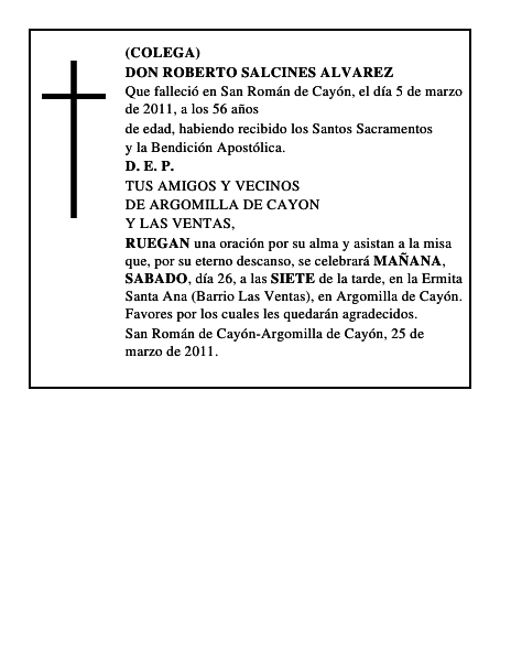 DON ROBERTO SALCINES ALVAREZ