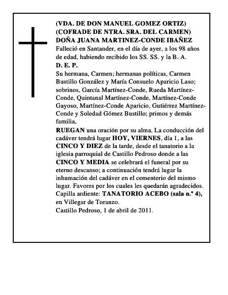 DOÑA JUANA MARTINEZ-CONDE IBAÑEZ