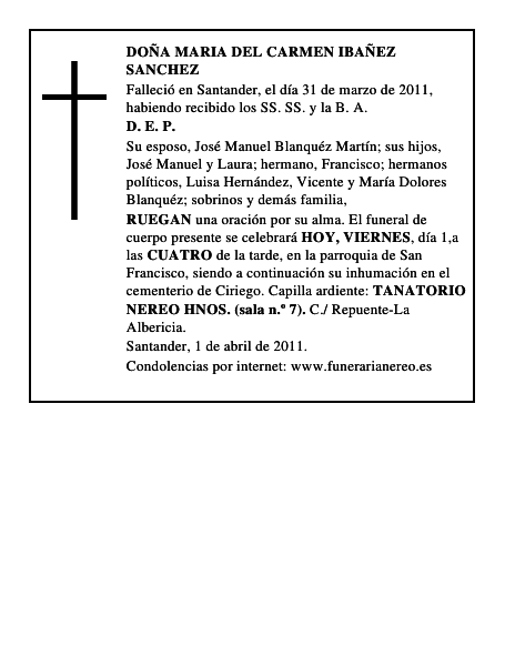 DOÑA MARIA DEL CARMEN IBAÑEZ SANCHEZ