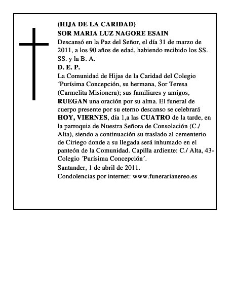 SOR MARIA LUZ NAGORE ESAIN