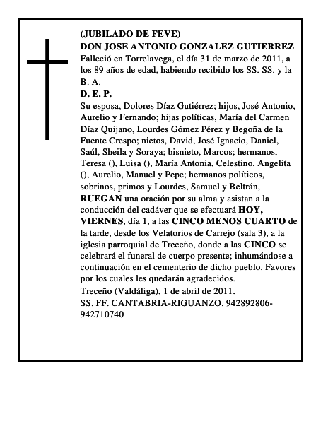 DON JOSE ANTONIO GONZALEZ GUTIERREZ