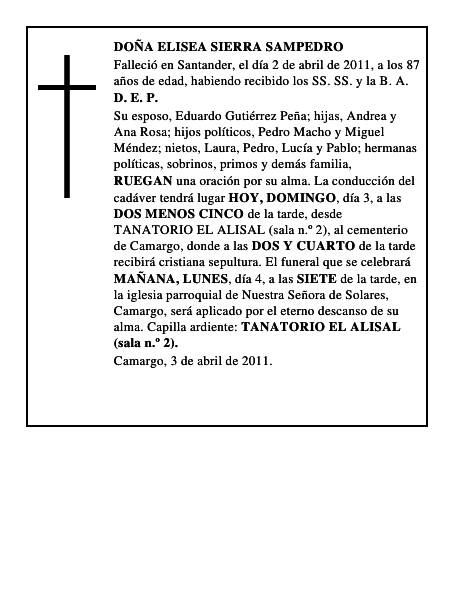 DOÑA ELISEA SIERRA SAMPEDRO