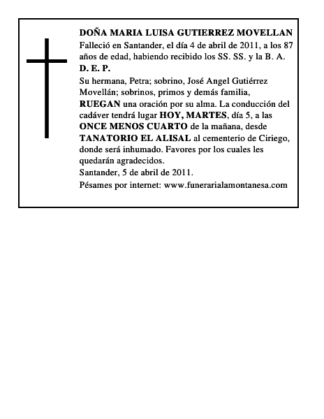 DOÑA MARIA LUISA GUTIERREZ MOVELLAN