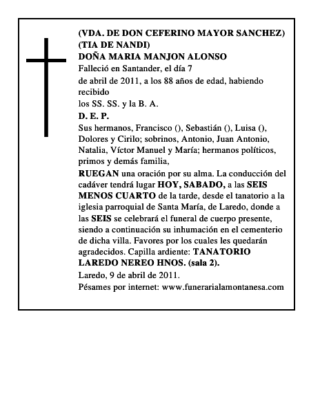 DOÑA MARIA MANJON ALONSO
