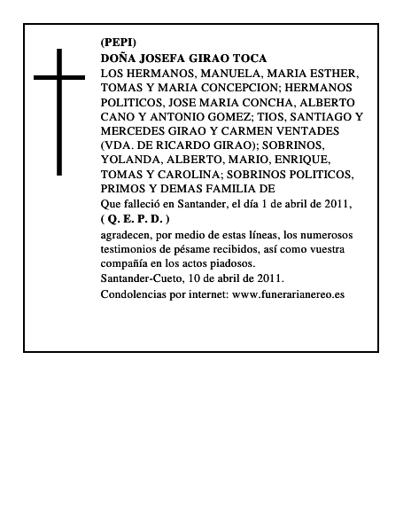 DOÑA JOSEFA GIRAO TOCA