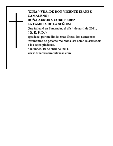 DOÑA AURORA COBO PEREZ