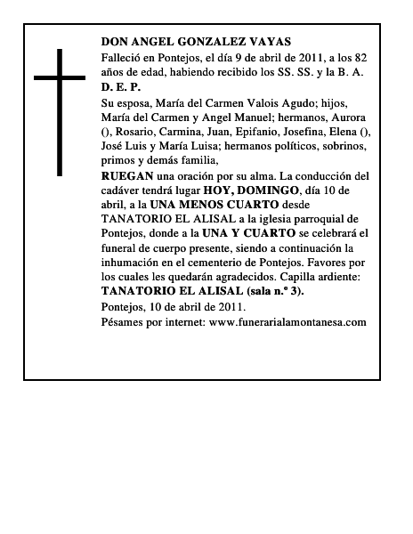 DON ANGEL GONZALEZ VAYAS