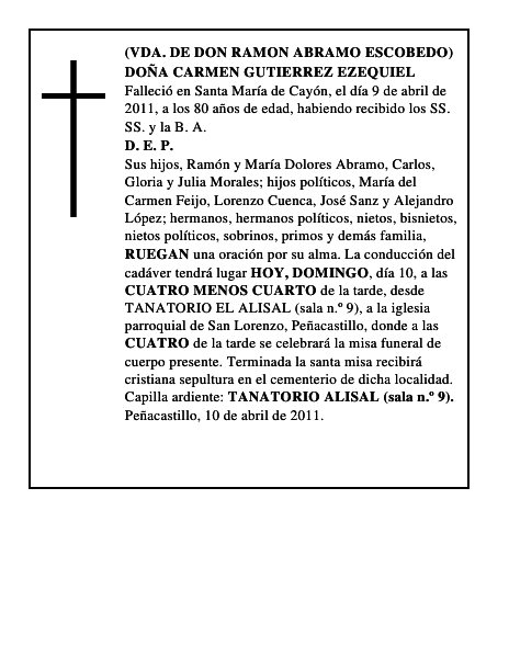 DOÑA CARMEN GUTIERREZ EZEQUIEL