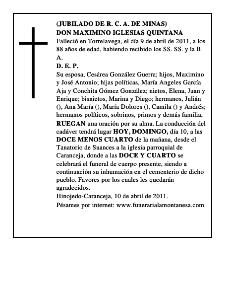 DON MAXIMINO IGLESIAS QUINTANA