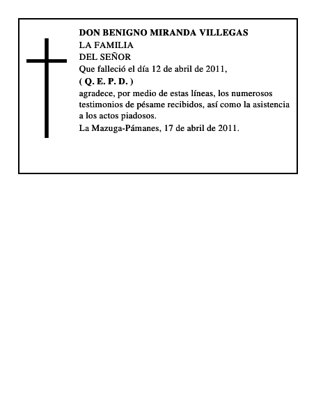 DON BENIGNO MIRANDA VILLEGAS