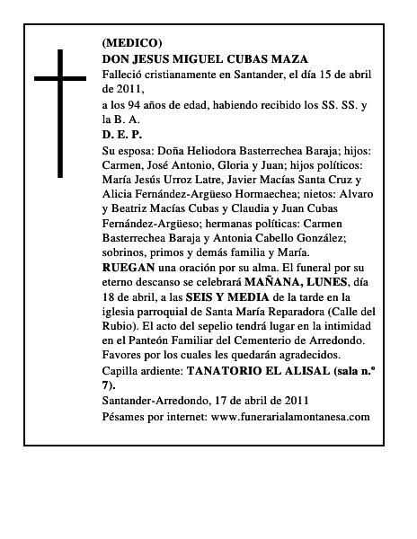 DON JESUS MIGUEL CUBAS MAZA