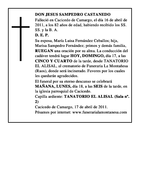 DON JESUS SAMPEDRO CASTANEDO