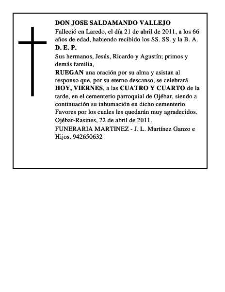DON JOSE SALDAMANDO VALLEJO