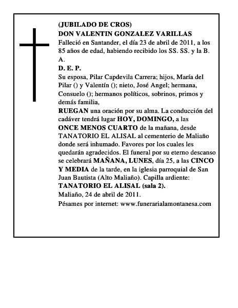 DON VALENTIN GONZALEZ VARILLAS