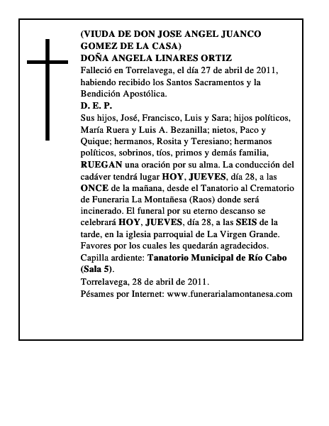 DOÑA ANGELA LINARES ORTIZ