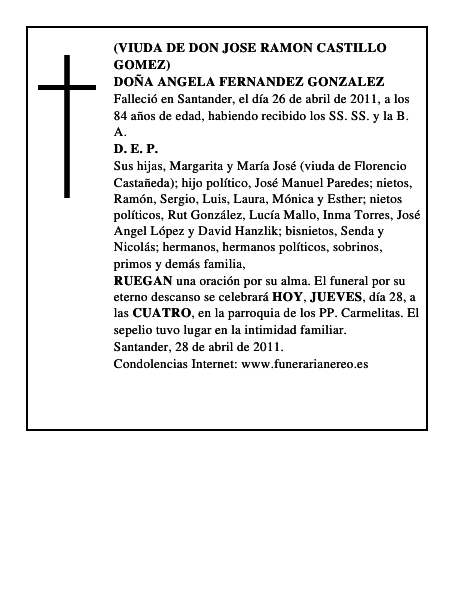 DOÑA ANGELA FERNANDEZ GONZALEZ