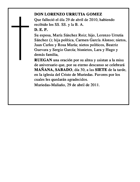 DON LORENZO URRUTIA GOMEZ