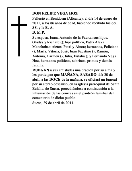 DON FELIPE VEGA HOZ