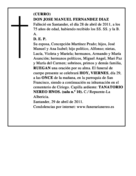 DON JOSE MANUEL FERNANDEZ DIAZ