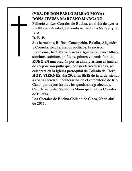 DOÑA JESUSA MARCANO MARCANO