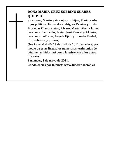 DOÑA MARIA CRUZ SOBRINO SUAREZ