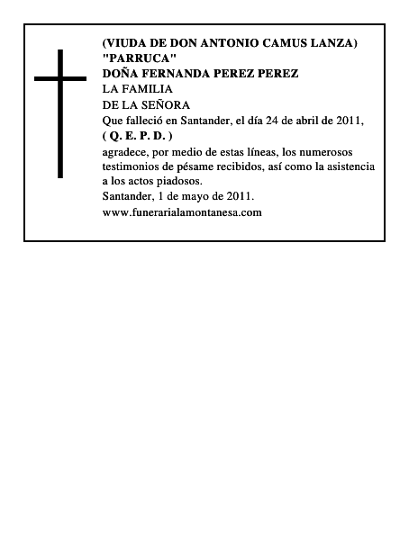 DOÑA FERNANDA PEREZ PEREZ