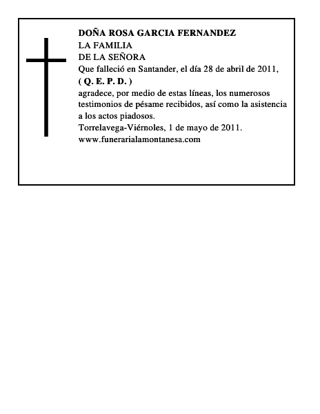 DOÑA ROSA GARCIA FERNANDEZ