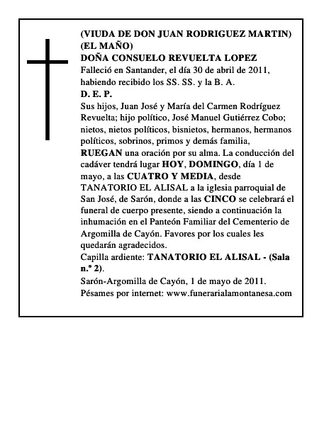 DOÑA CONSUELO REVUELTA LOPEZ