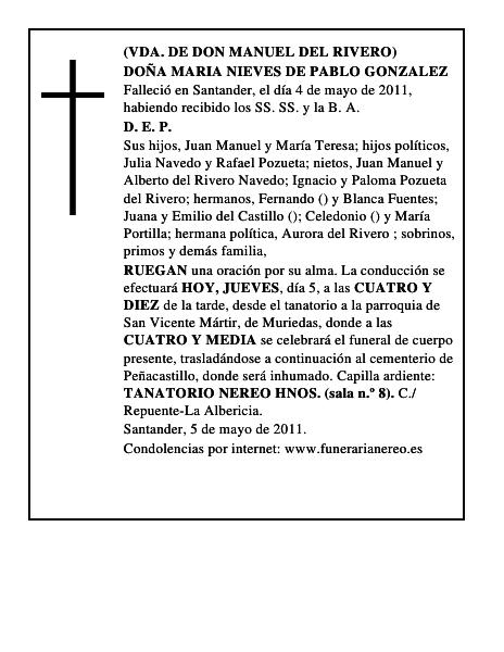 DOÑA MARIA NIEVES DE PABLO GONZALEZ