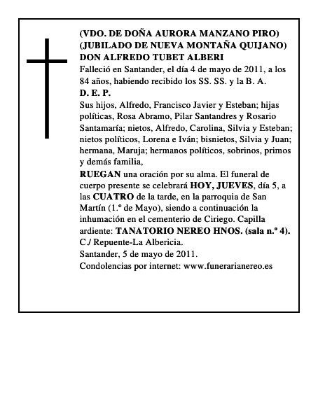 DON ALFREDO TUBET ALBERI