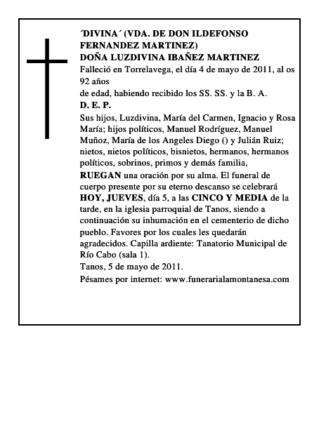 DOÑA LUZDIVINA IBAÑEZ MARTINEZ