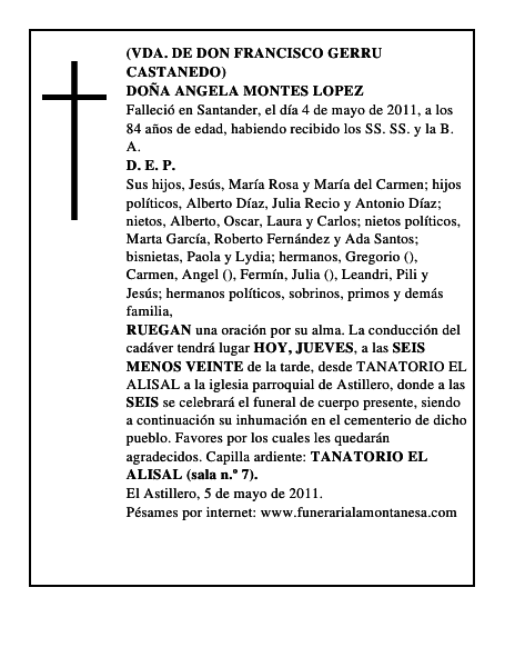DOÑA ANGELA MONTES LOPEZ