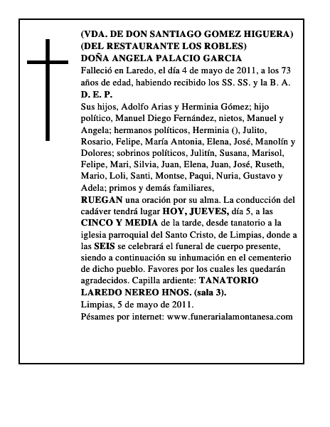 DOÑA ANGELA PALACIO GARCIA
