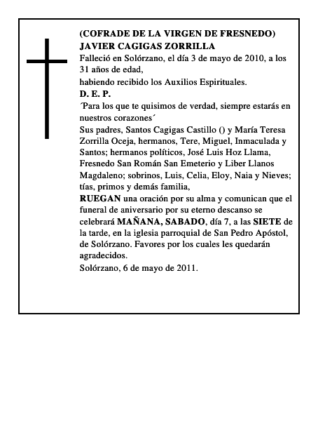 JAVIER CAGIGAS ZORRILLA