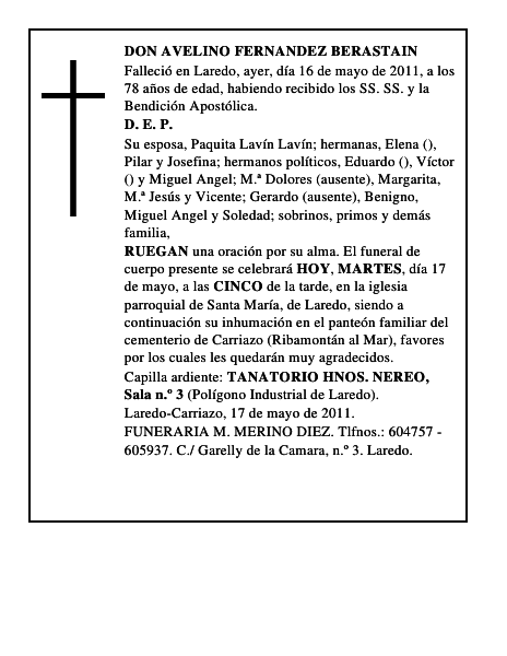 DON AVELINO FERNANDEZ BERASTAIN