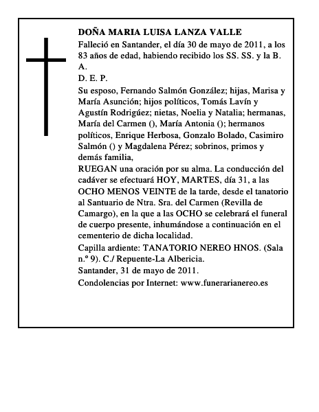 DOÑA MARIA LUISA LANZA VALLE