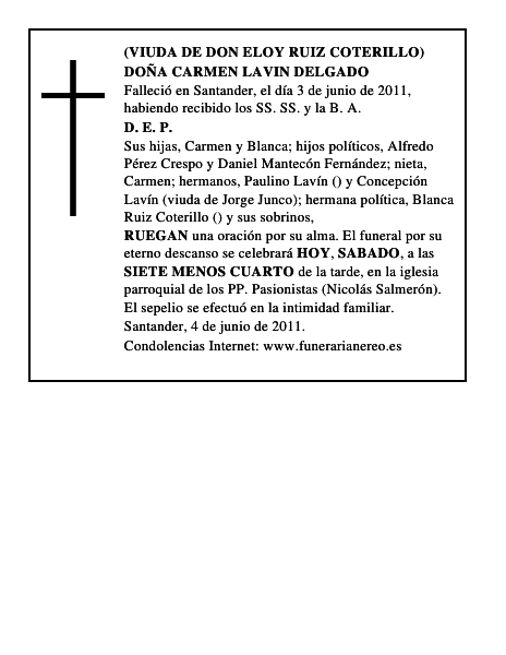 DOÑA CARMEN LAVIN DELGADO