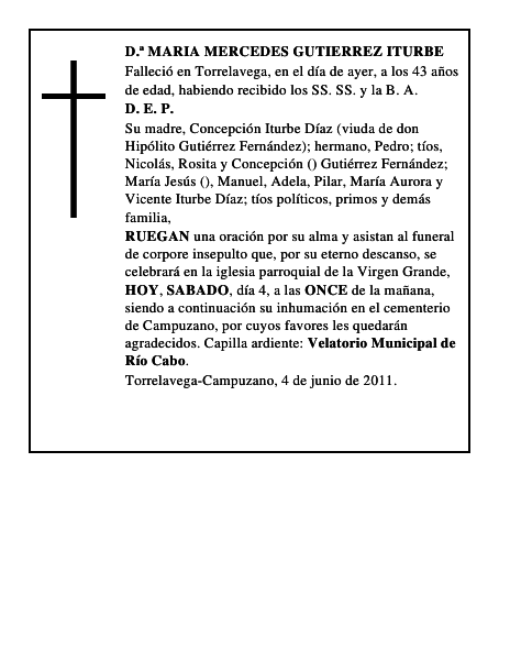 D.ª MARIA MERCEDES GUTIERREZ ITURBE