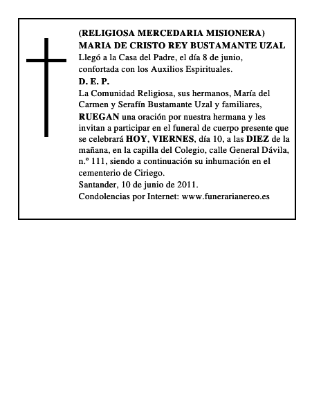 MARIA DE CRISTO REY BUSTAMANTE UZAL