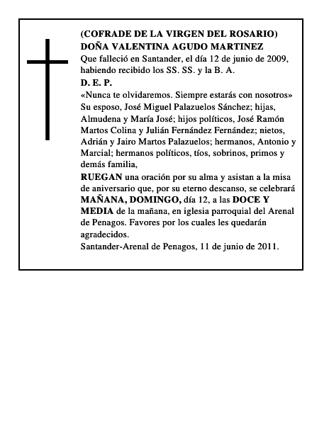 DOÑA VALENTINA AGUDO MARTINEZ