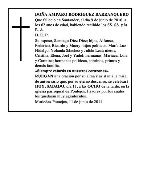 DOÑA AMPARO RODRIGUEZ BARRANQUERO
